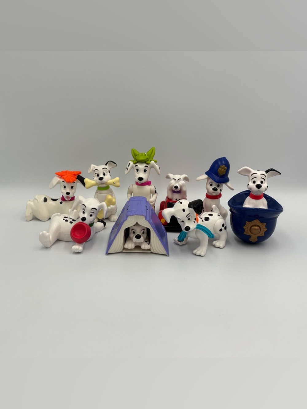 RARE Vintage 101 Dalmatians Disney McDonalds Toy Lot Police Car Leaves Dog House